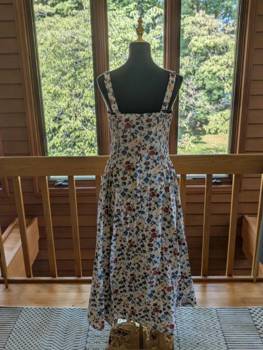 Abercrombie & Fitch Cream Floral Scoop-Neck Midi Dress - Picture 3 of 7